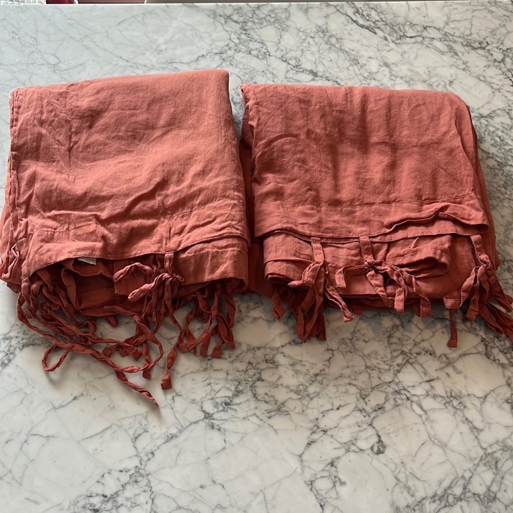 Cotton Crinkle Voile Curtains Set of 2 in Rose - Great Condition